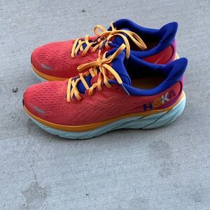 Hoka Women's Red Orange Blue Athletic Running Shoes